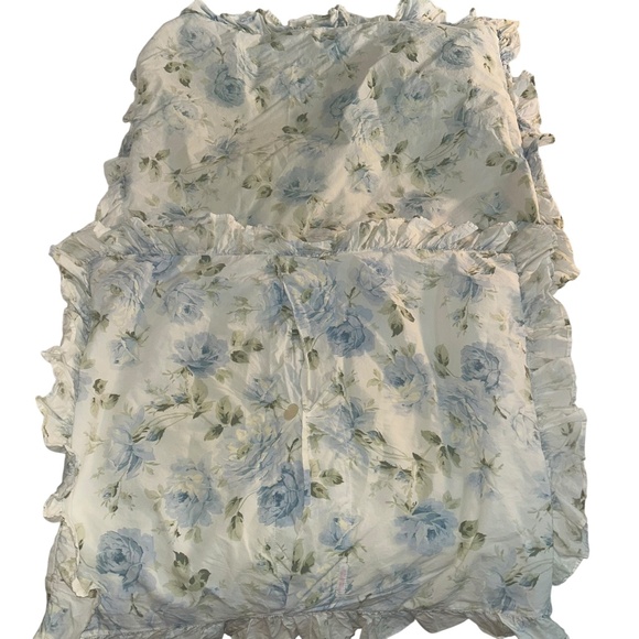 Shabby Chic blue cabbage rose standard pillows pair shams 2 pieces DISCONTINUED - Picture 1 of 4